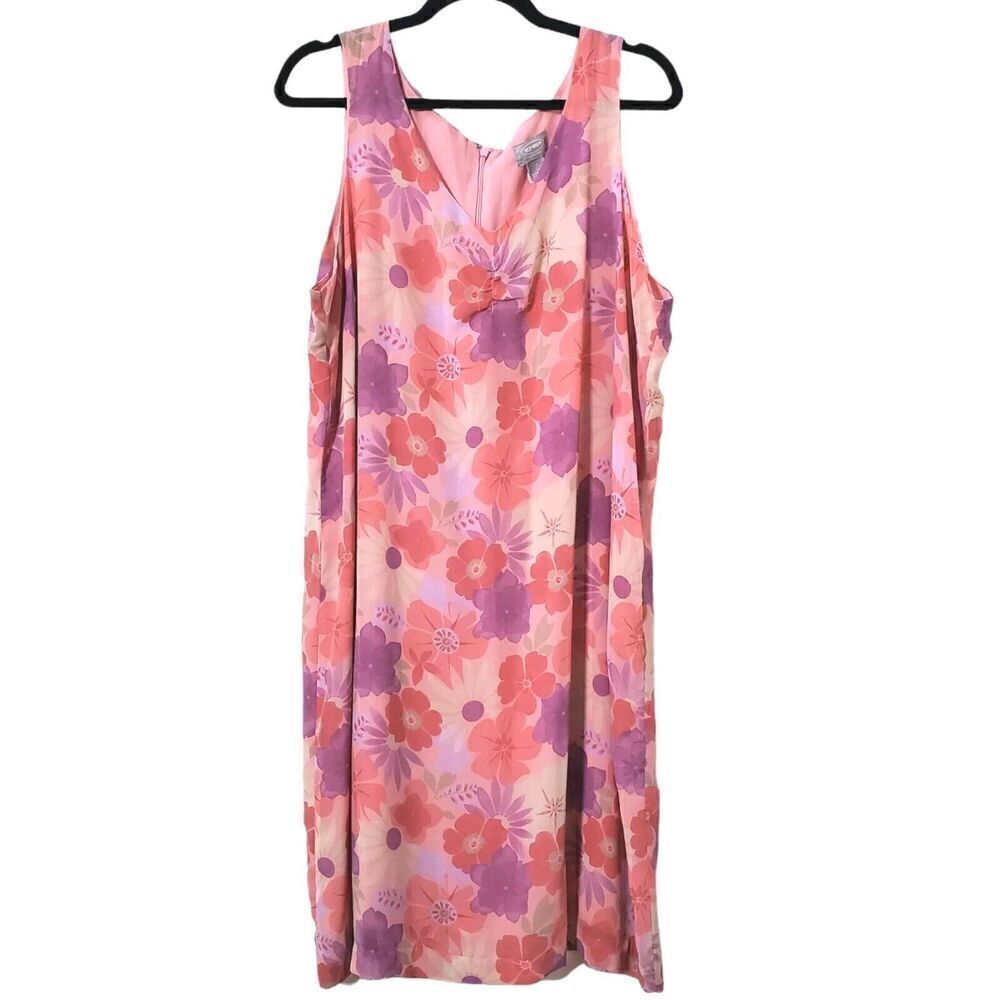 Y2K Old Navy Floral Dress Size 20 Pink Sleeveless Dainty Italy Import Womens